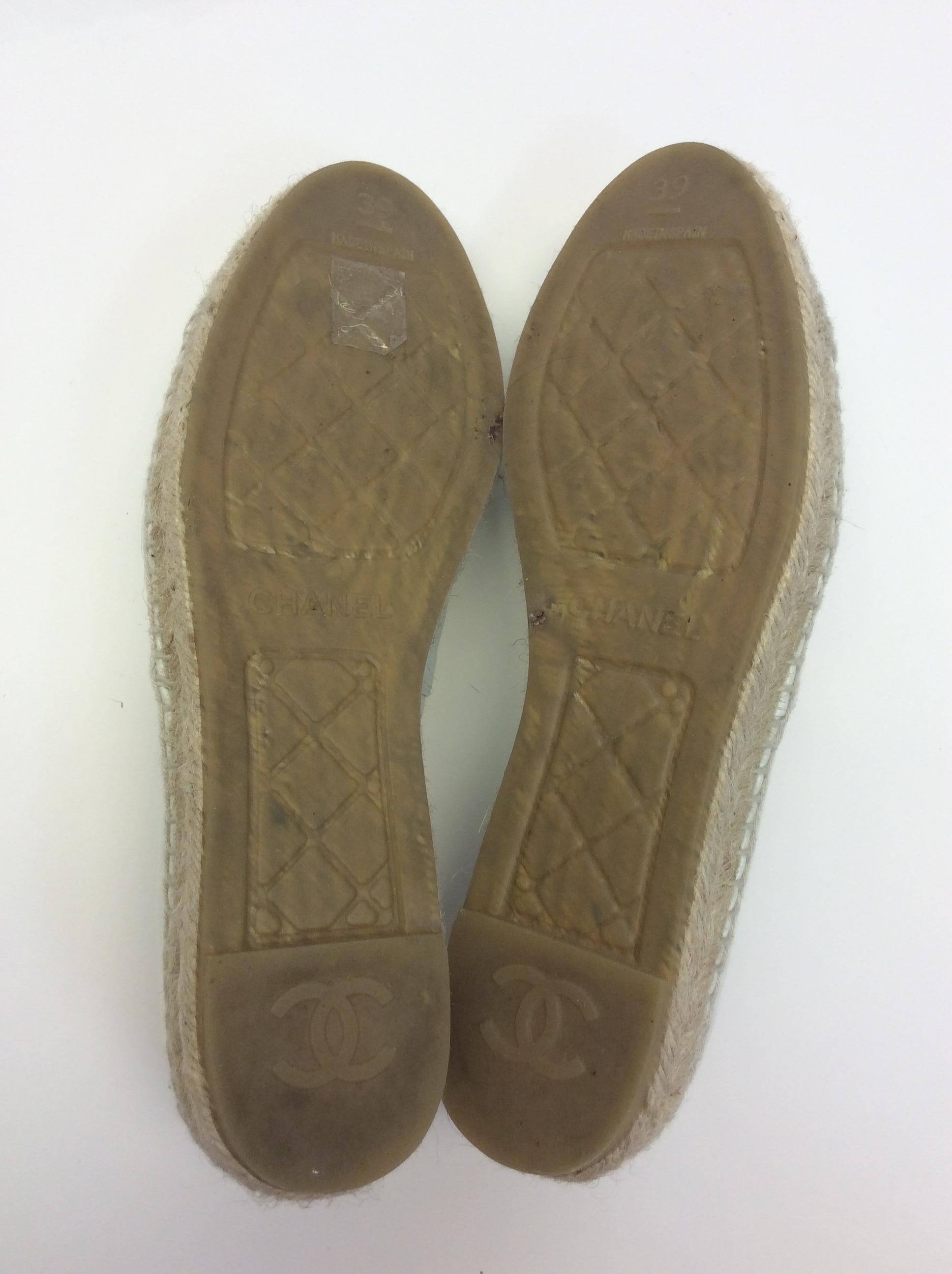 Chanel White Leather Espadrilles For Sale 3