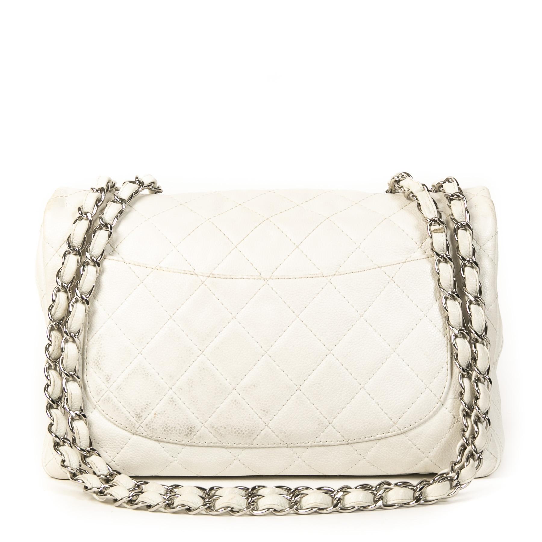Chanel White Leather Jumbo Classic Single Flap Bag at 1stDibs | chanel ...