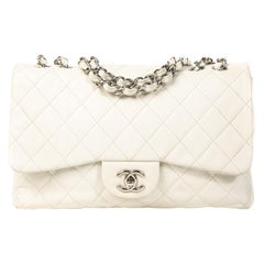 Chanel Classic Jumbo Double Flap, White Caviar Leather, Gold Hardware, As  New in Box MA001