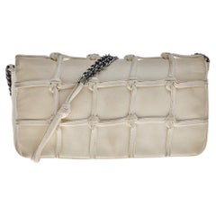 Chanel White Leather Knotted Flap CC Chain Shoulder Bag