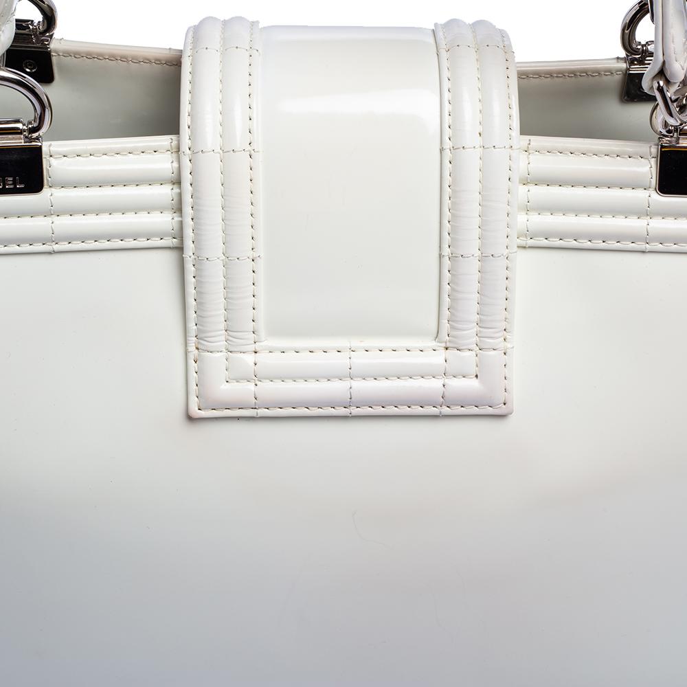 Women's Chanel White Leather Large Boy Shopper Tote