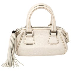 Chanel White Leather LAX Tassel Bag