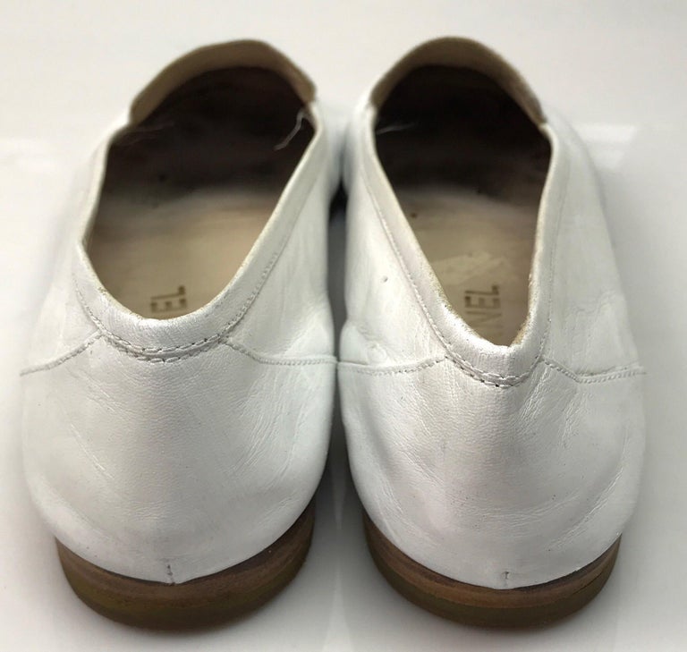 Chanel White Leather Loafers w/ 