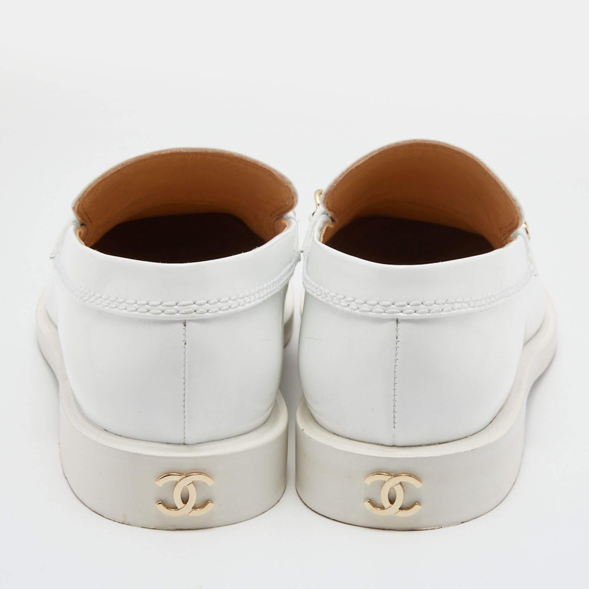 chanel white loafers