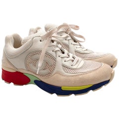 chanel sole Chanel White Leather
Mesh Multi Coloured Sole CC Sneakers 36