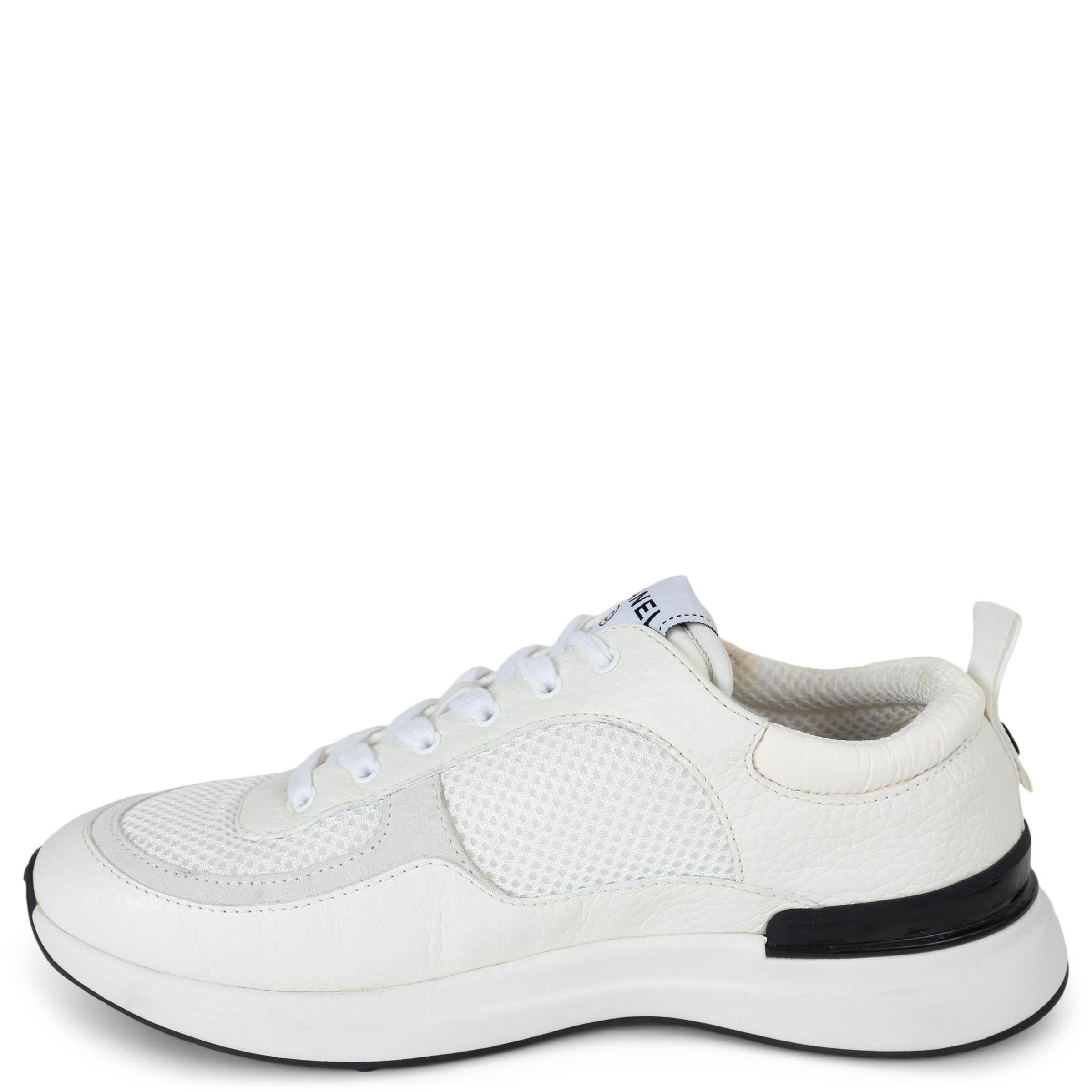 CHANEL weiß Leder & Mesh REV LOW TOP Turnschuhe Schuhe 38.5 fit 38 G37491 (Grau) im Angebot