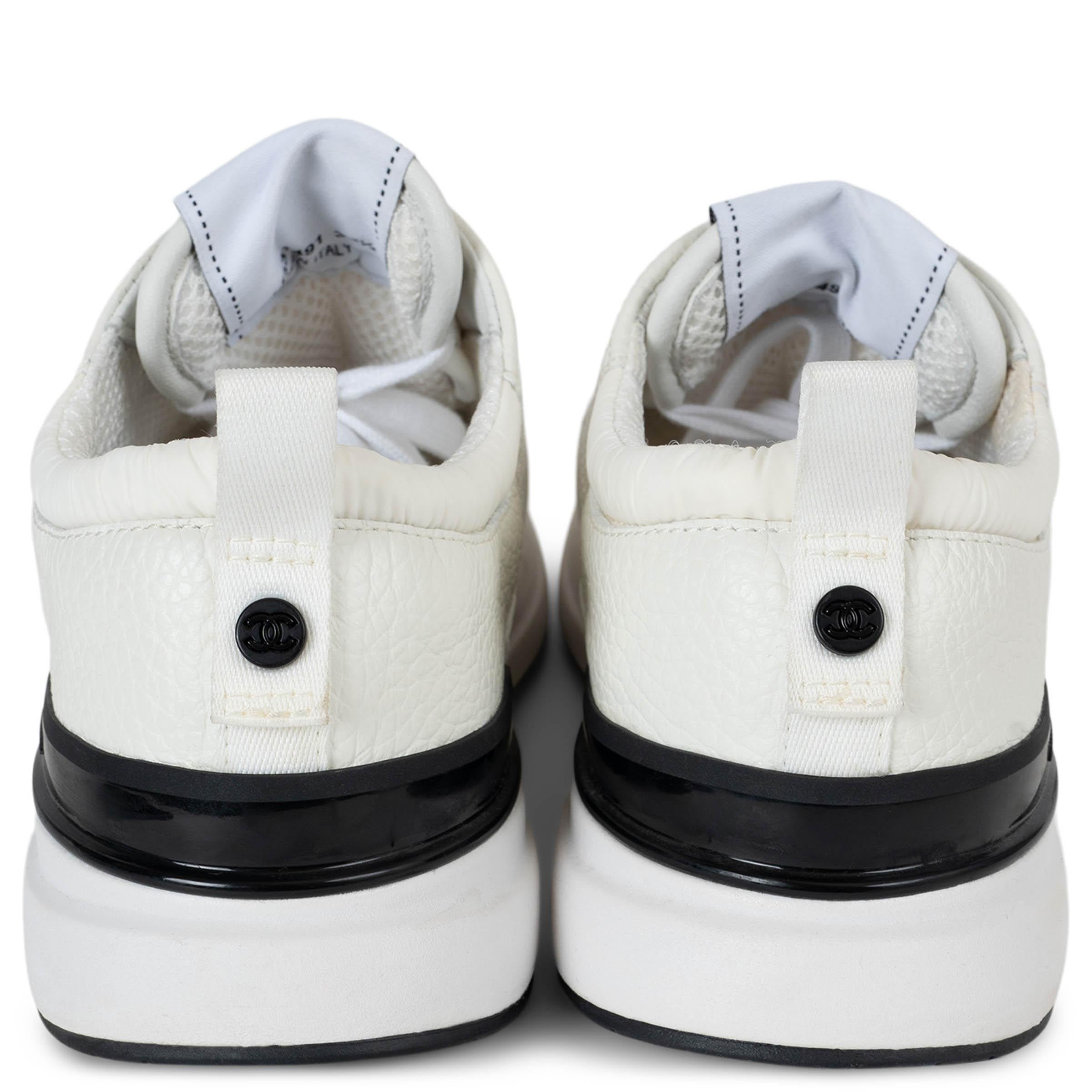CHANEL weiß Leder & Mesh REV LOW TOP Turnschuhe Schuhe 38.5 fit 38 G37491 Damen im Angebot