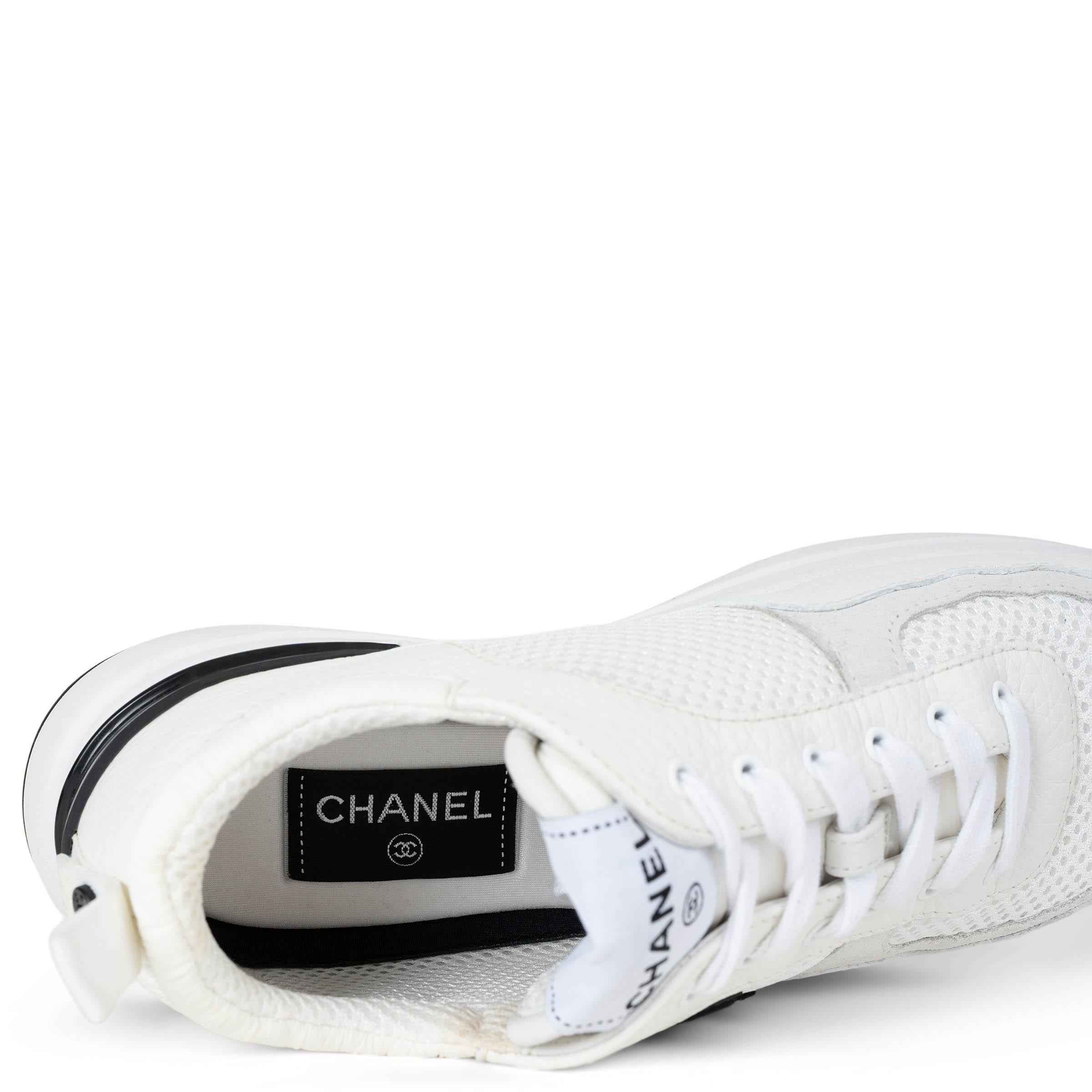 CHANEL weiß Leder & Mesh REV LOW TOP Turnschuhe Schuhe 38.5 fit 38 G37491 im Angebot 3