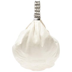 Chanel White Leather Rock and Chain Hobo