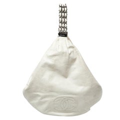 Chanel White Leather Rock and Chain Hobo