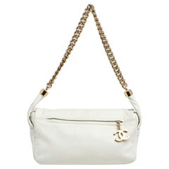 Chanel White Leather Rodeo Drive Flap Bag
