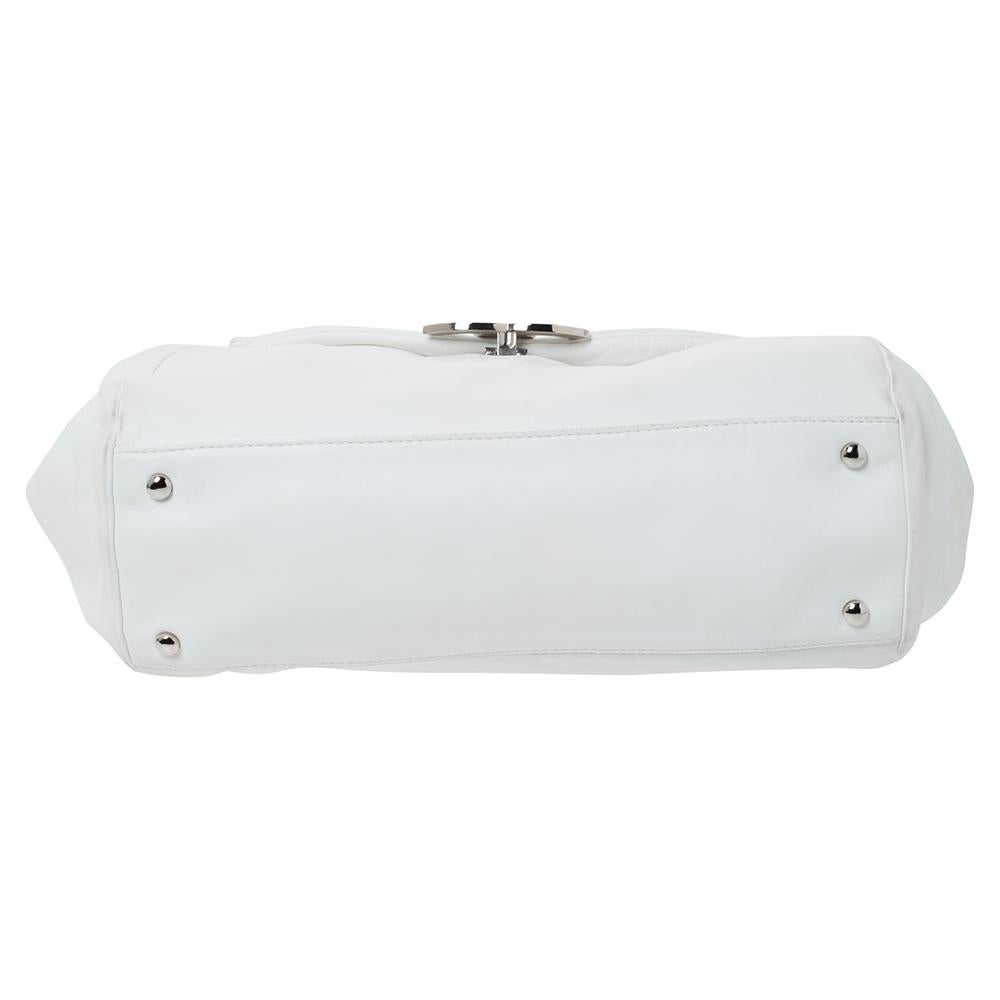 Chanel White Leather Sensual Accordion Flap Bag For Sale 6