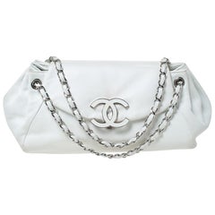 Chanel White Leather Sensual Accordion Flap Bag