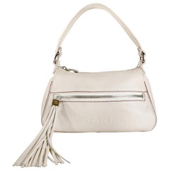 Chanel White Leather Tassel Shoulder Bag