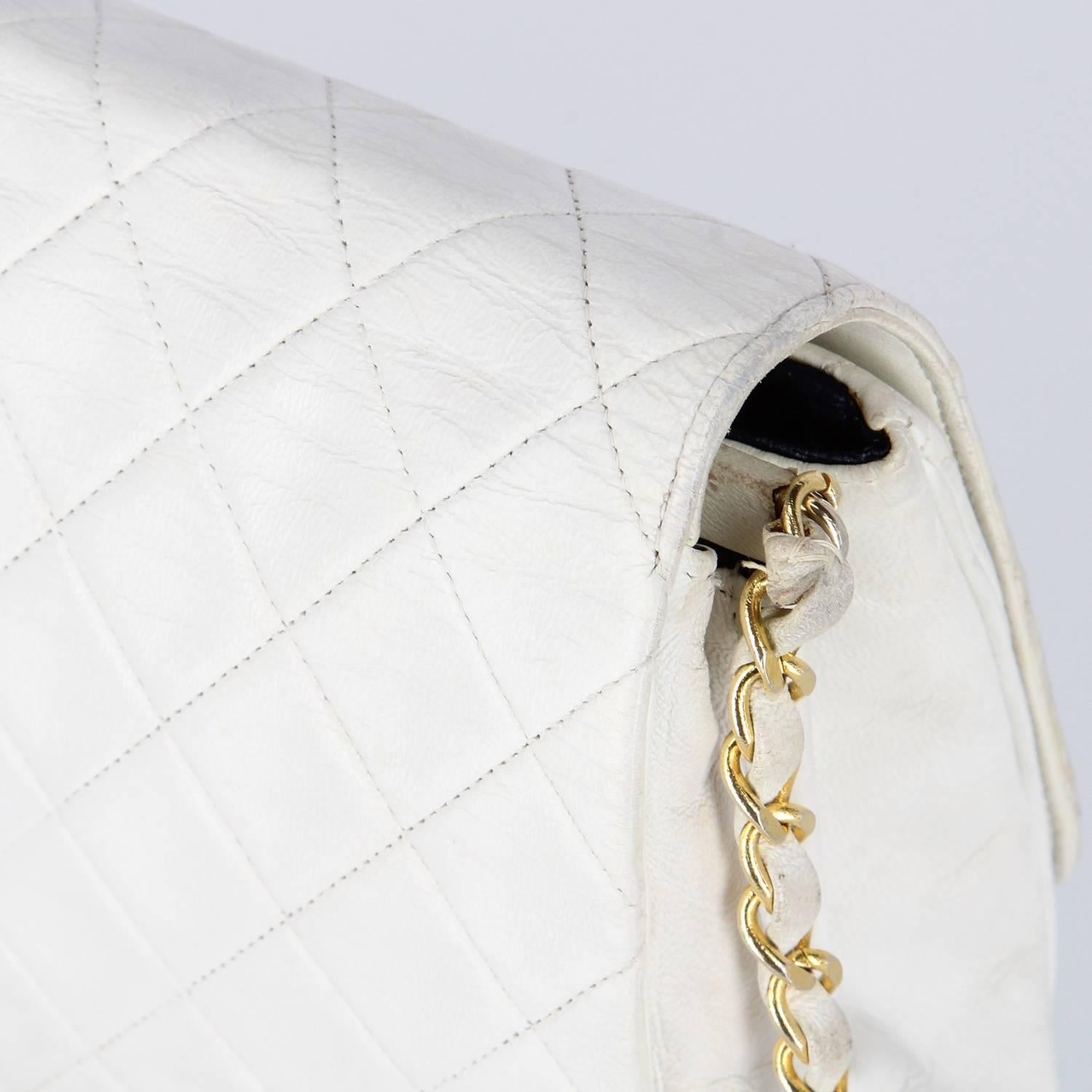Chanel White Leather Vintage Bag, 1980s 3