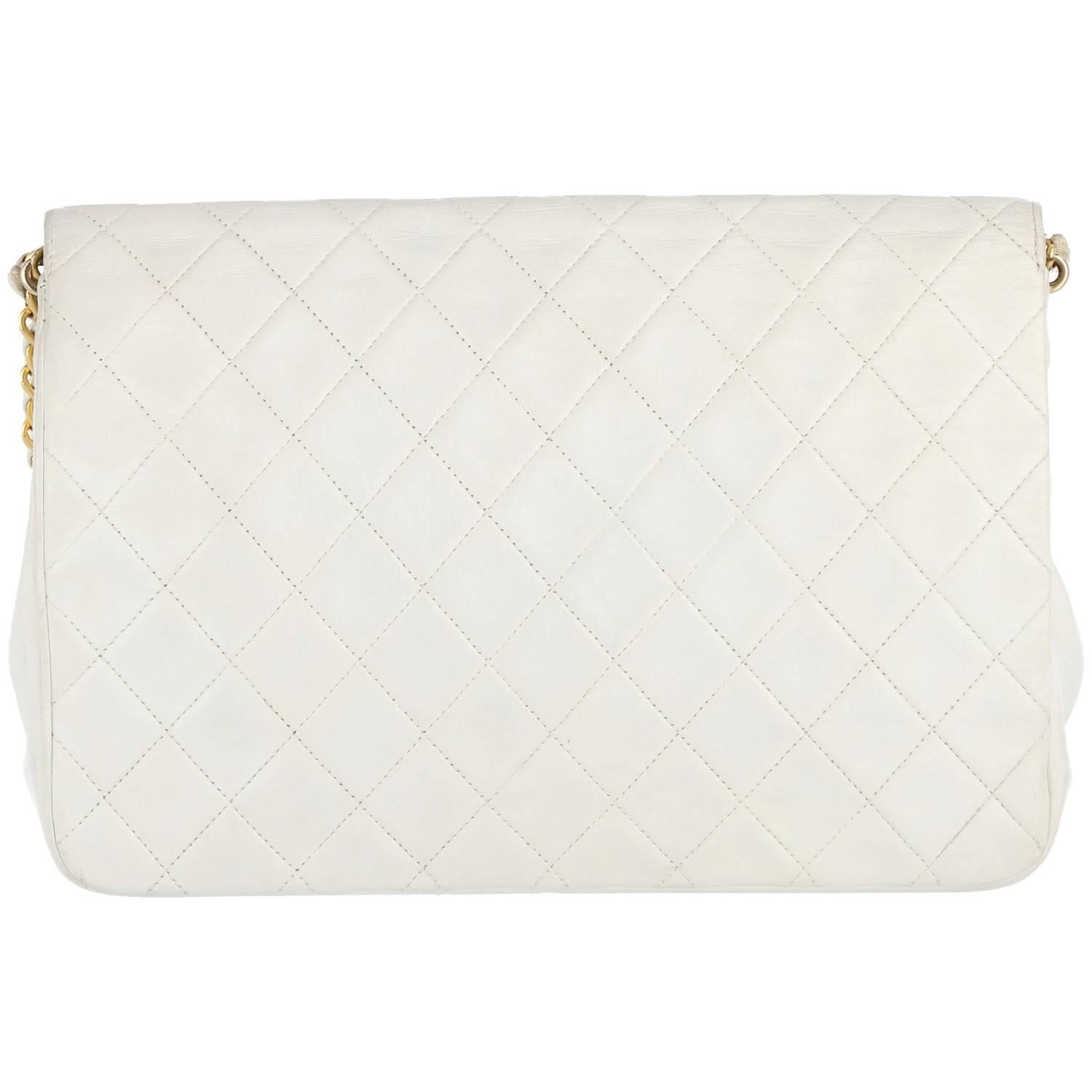 chanel white leather bag