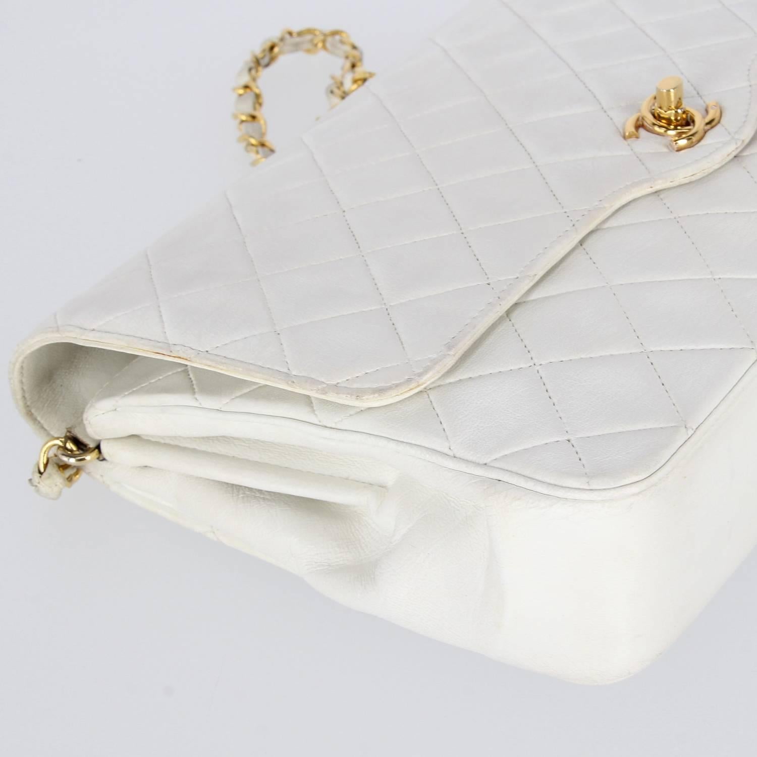 Women's Chanel White Leather Vintage Bag, 1980s