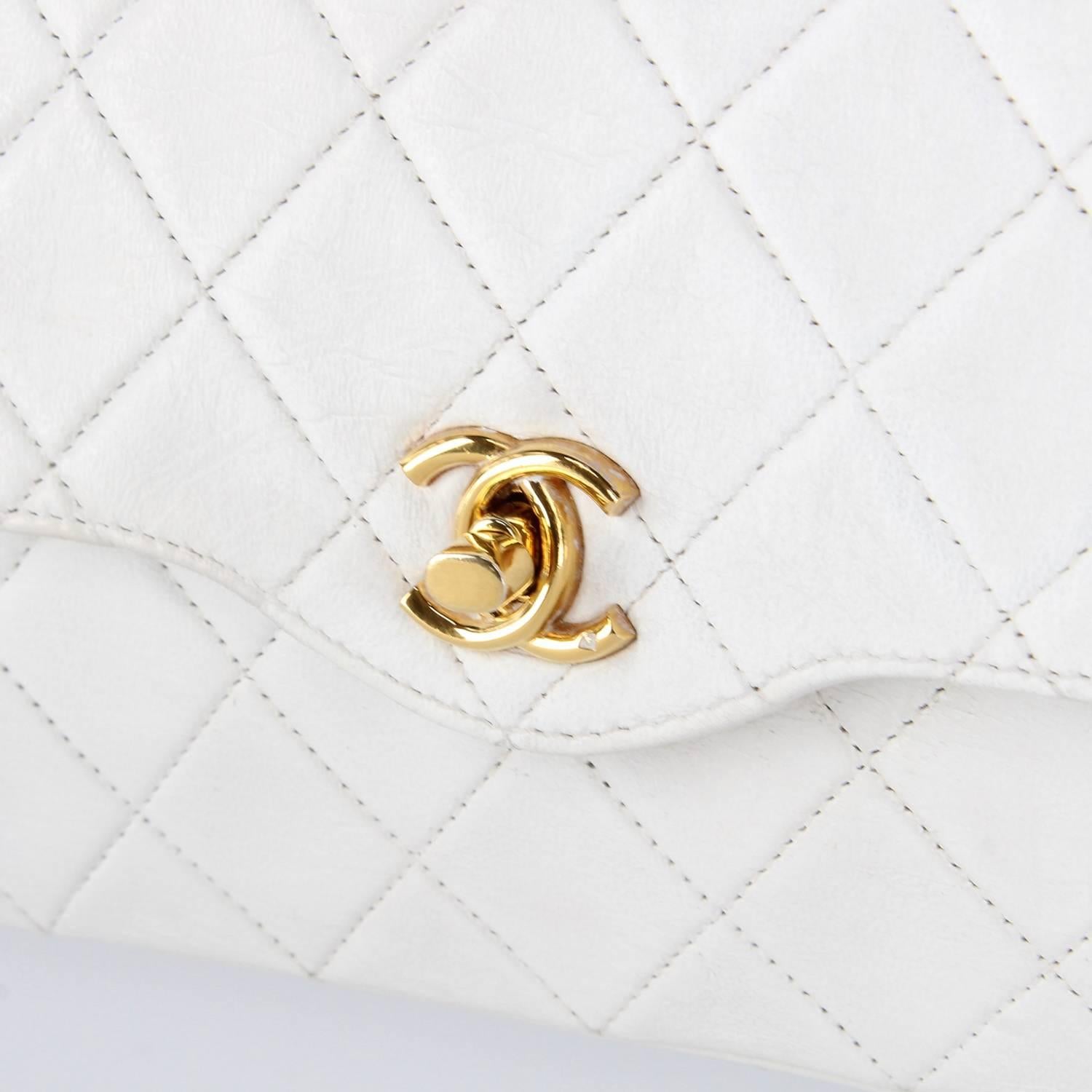 Chanel White Leather Vintage Bag, 1980s 1