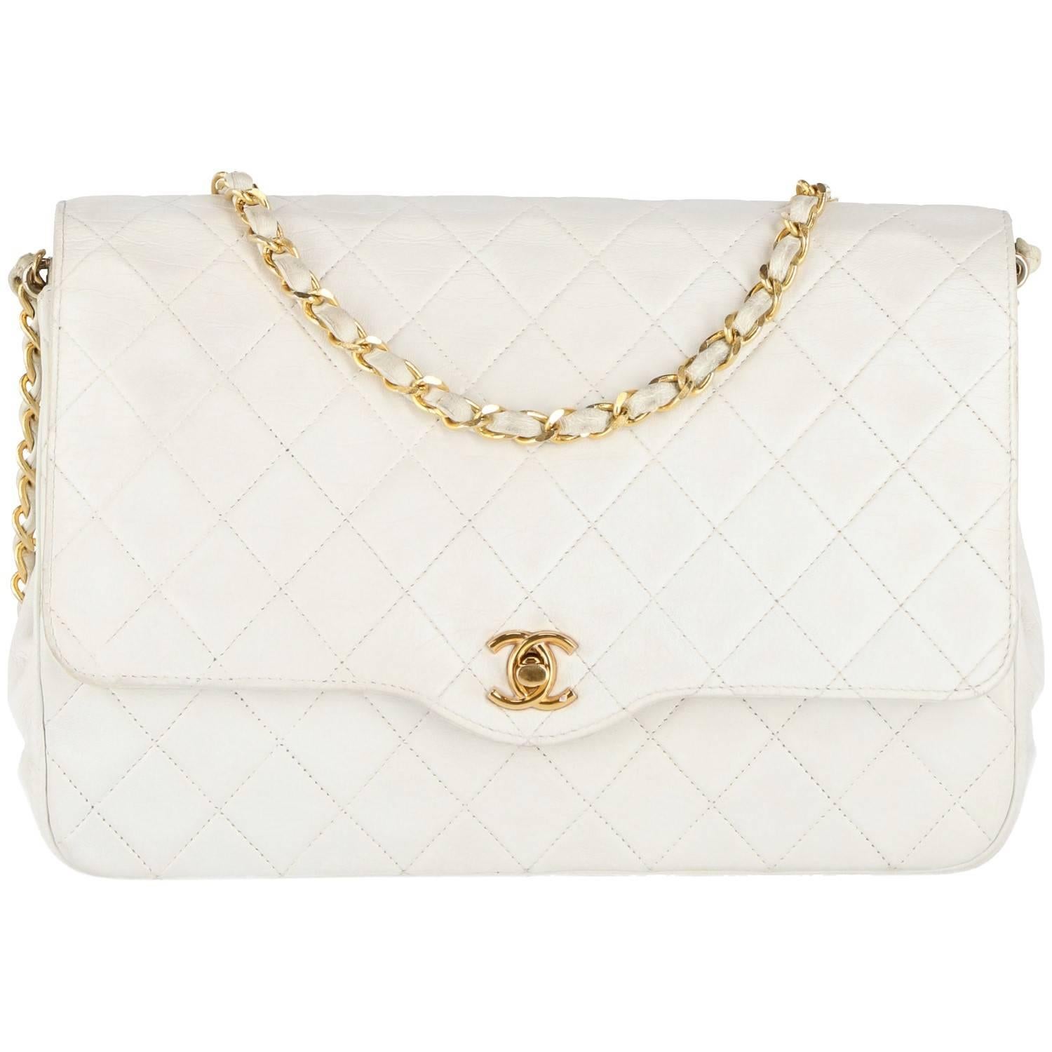 Chanel White Leather Vintage Bag, 1980s
