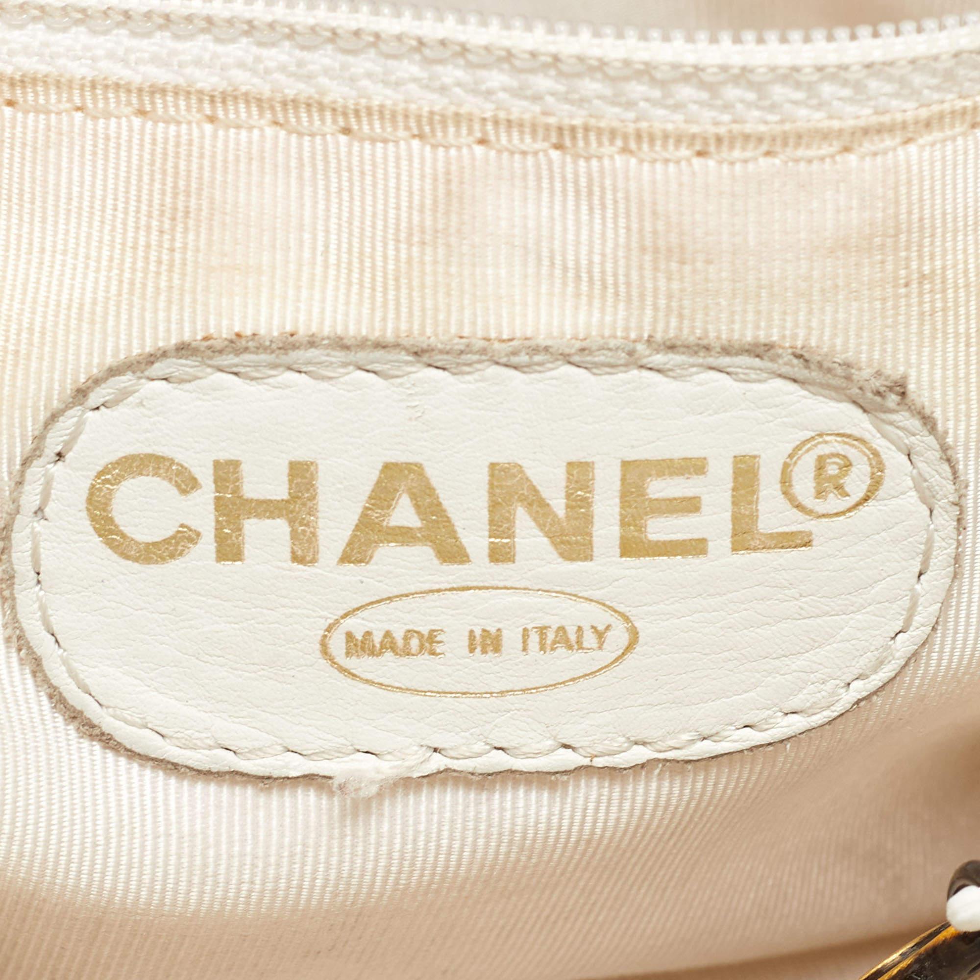 Chanel White Leather Vintage CC Tassel Bag 7