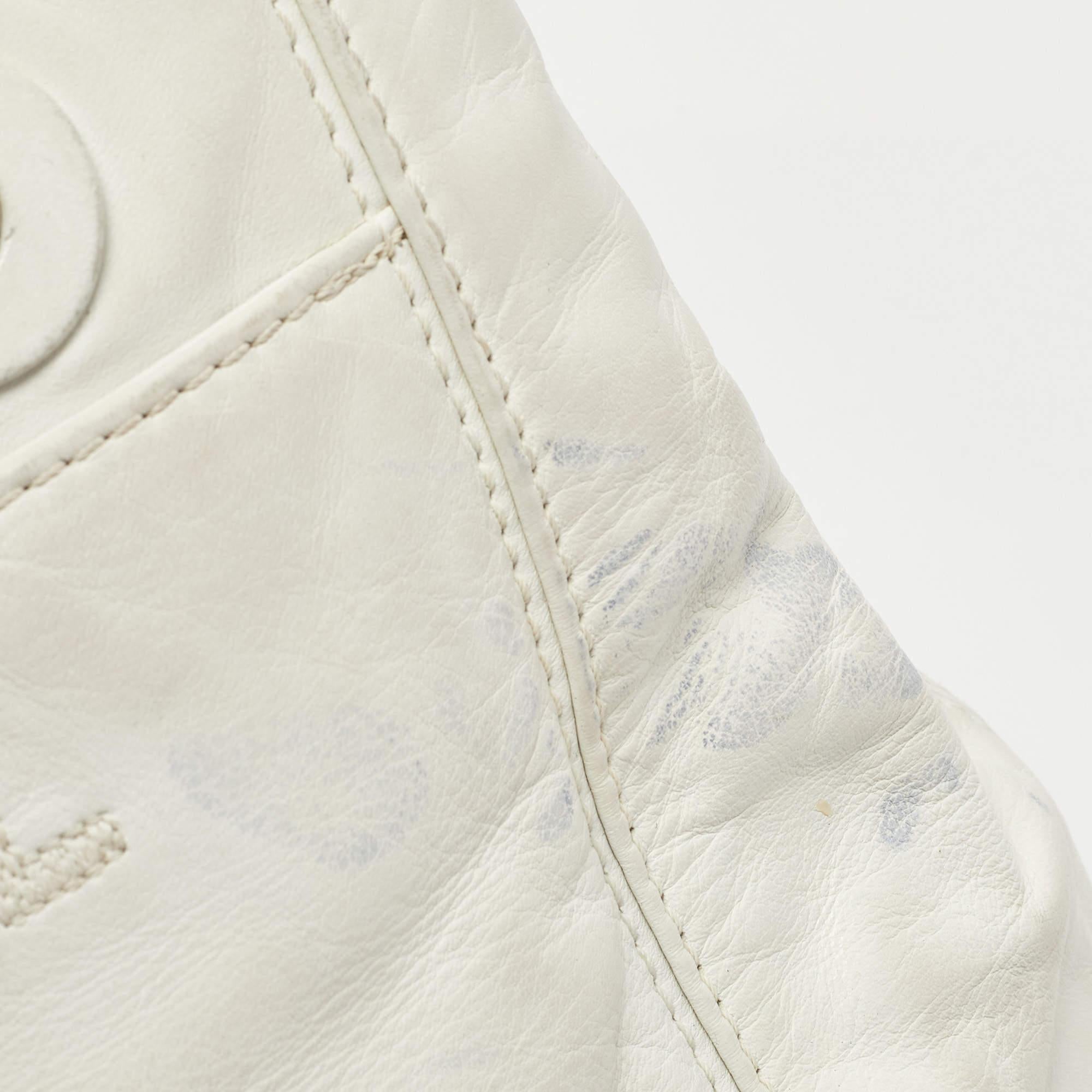 Chanel White Leather Vintage CC Tassel Bag 4