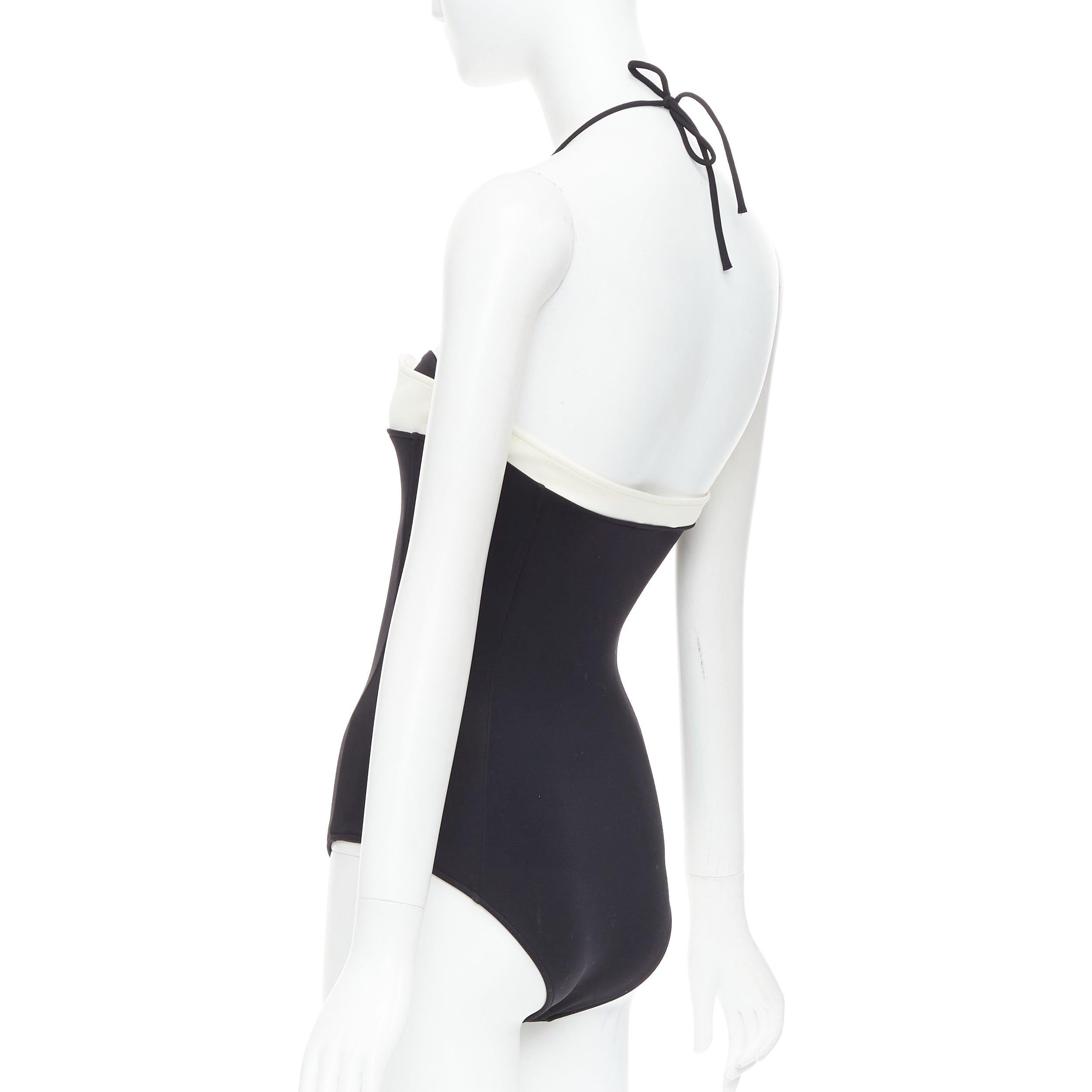 CHANEL logo blanc fausse perle noir blanc maillot de bain une pièce dos nu FR34 1