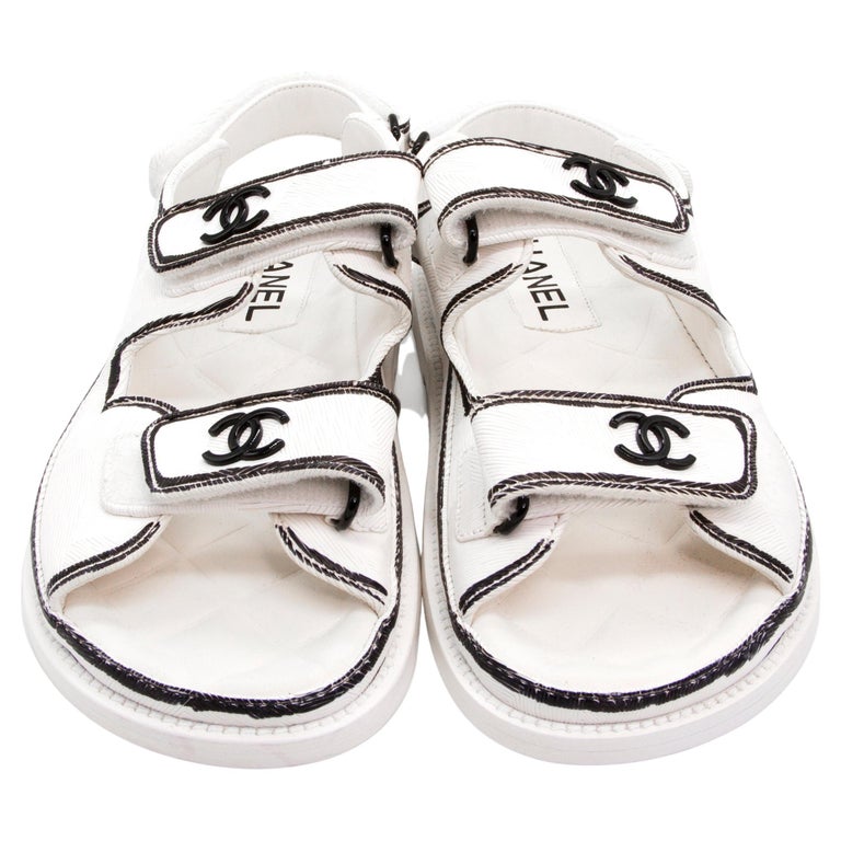 Chanel White Sandals - 25 For Sale on 1stDibs  chanel white slides, chanel  white sandals price, chanel white heeled sandals