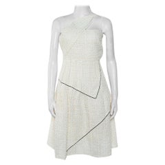 Chanel White Lurex Tweed Contrast Trim Detail Sleeveless Mini Dress S