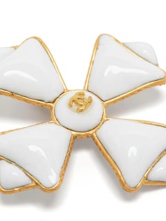 Chanel White Maltese Cross Brooch