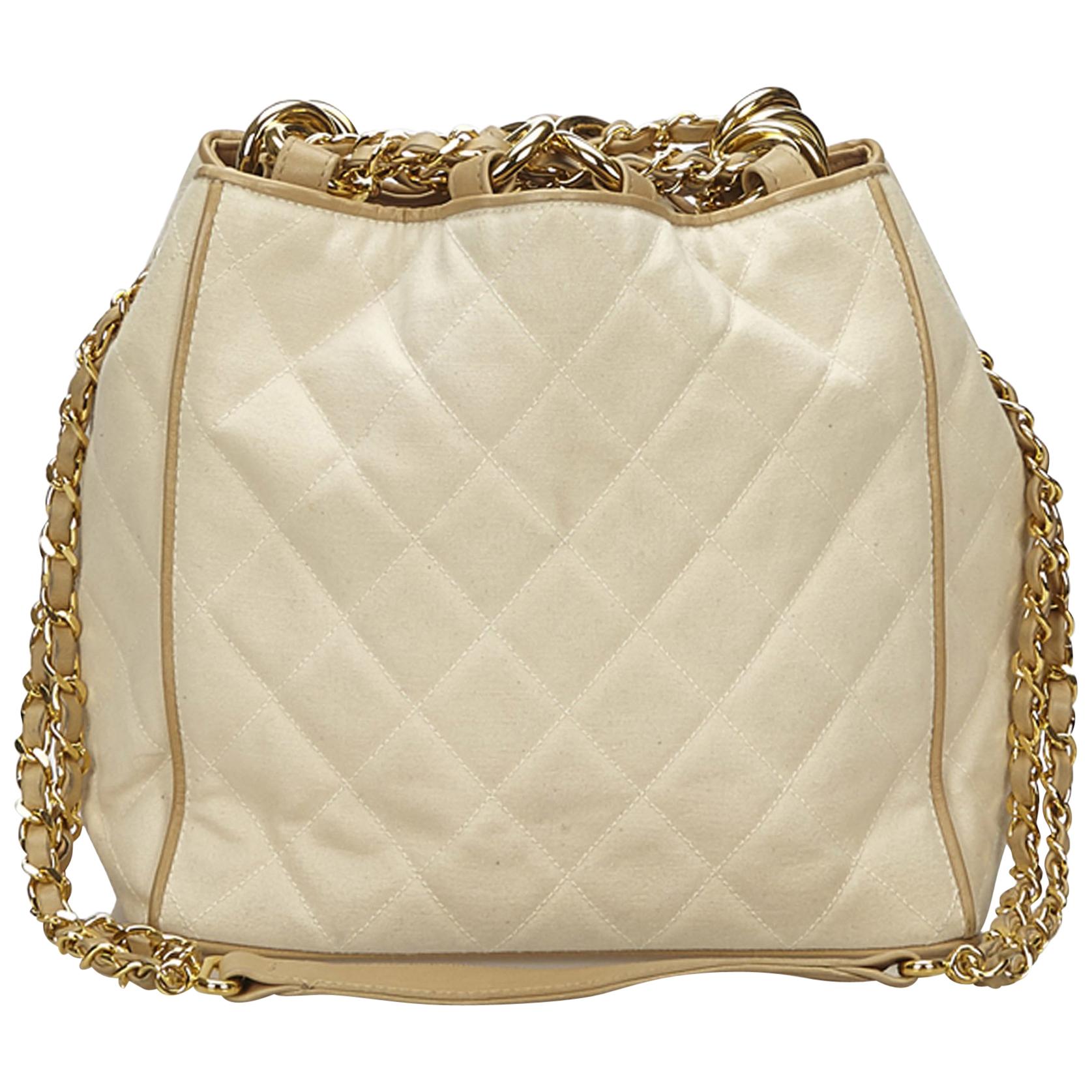 Chanel White Matelasse Chain Shoulder Bag