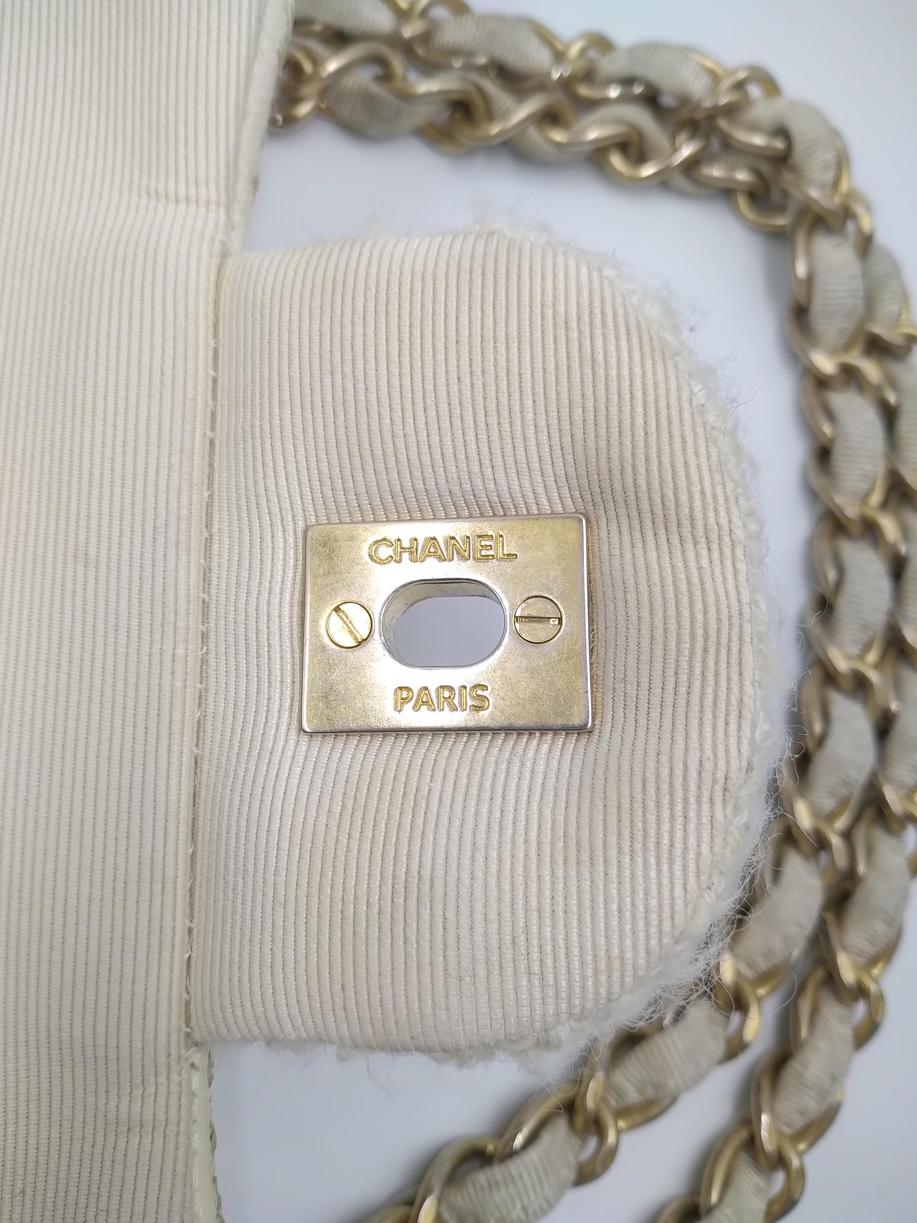 Chanel White Medium Tweed Flap Bag 2