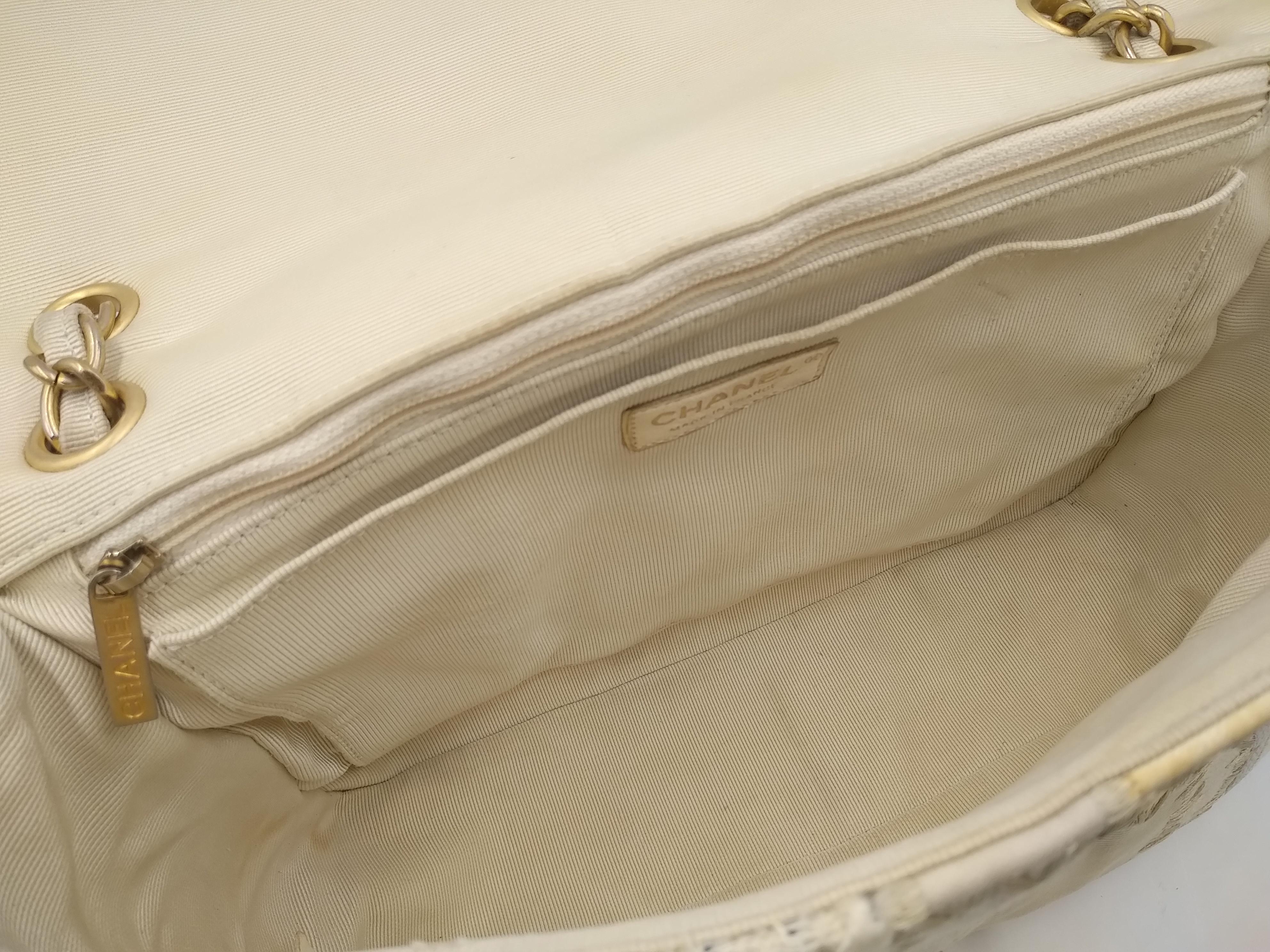 Chanel White Medium Tweed Flap Bag 3