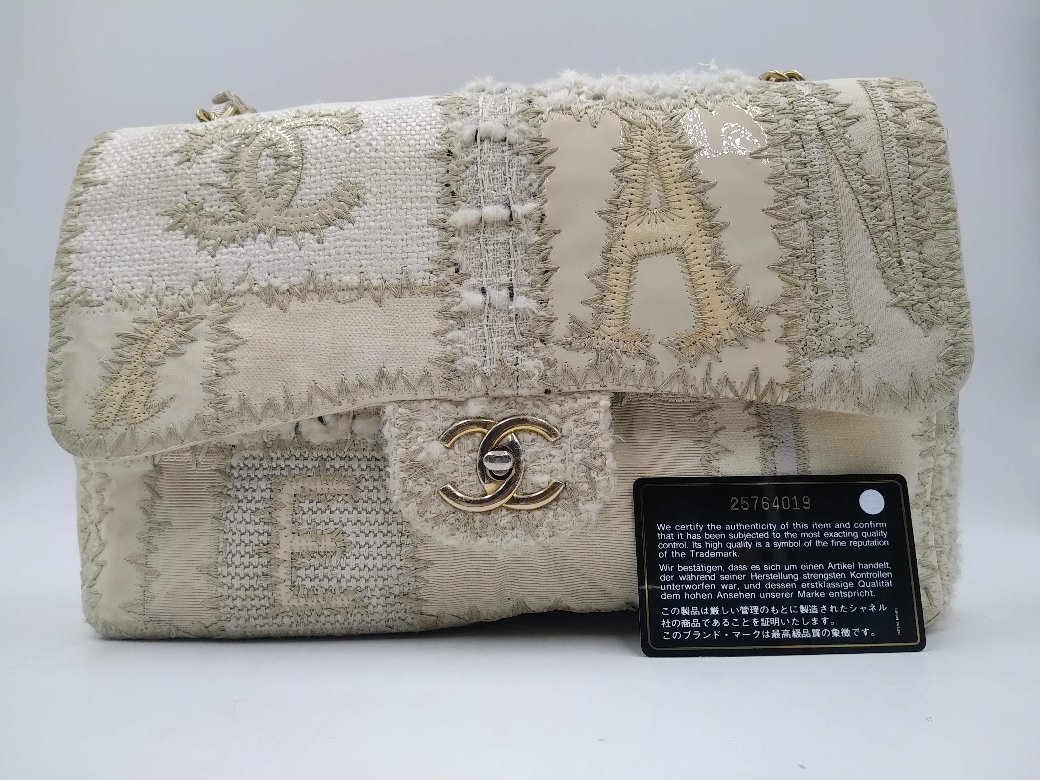 Chanel White Medium Tweed Flap Bag 8