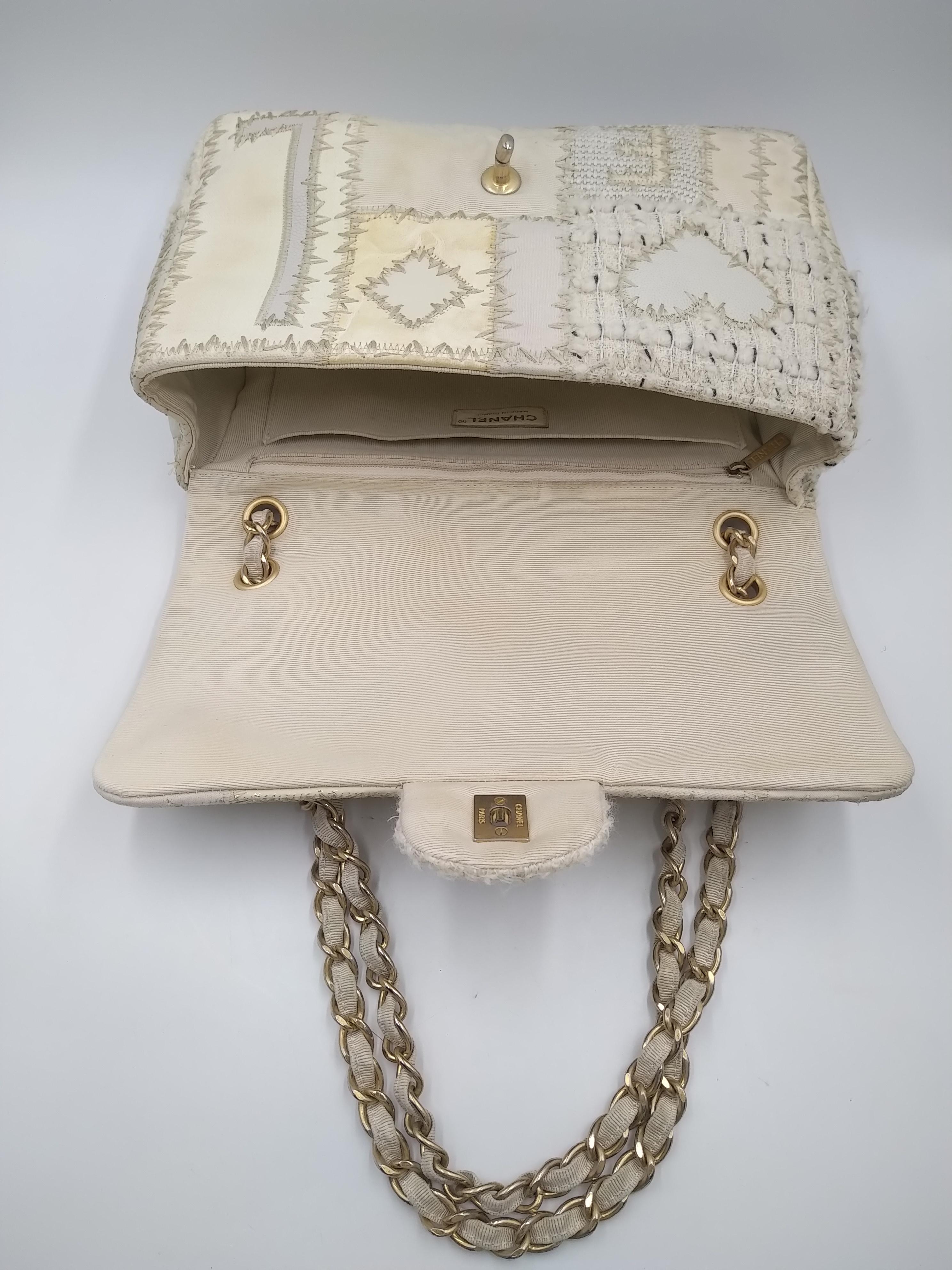 Chanel White Medium Tweed Flap Bag 1