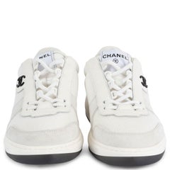 CHANEL white mesh & suede 2022 22P LOW TOP Sneakers Shoes 38