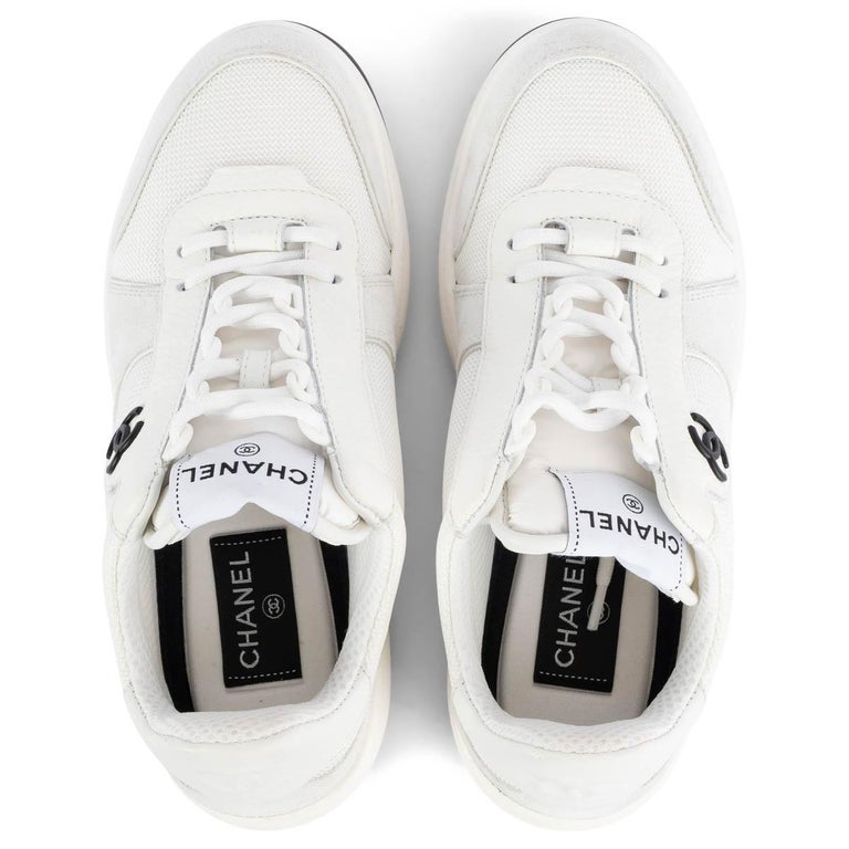 CHANEL white mesh and suede 2022 22P LOW TOP Sneakers Shoes 38 For Sale at  1stDibs