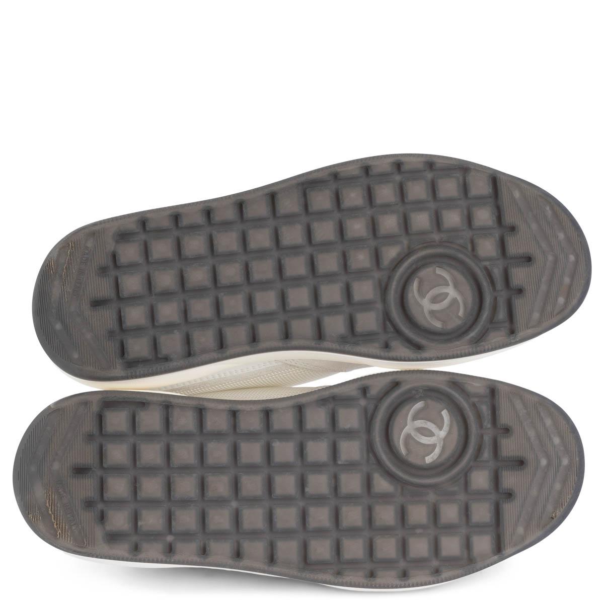 CHANEL white mesh & suede 2022 22P LOW TOP Sneakers Shoes 38 3