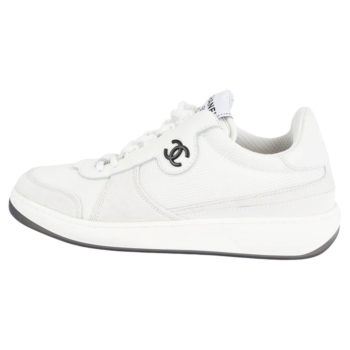 CHANEL white mesh and suede 2022 22P LOW TOP Sneakers