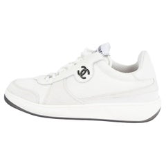 CHANEL white mesh & suede 2022 22P LOW TOP Sneakers Shoes 38