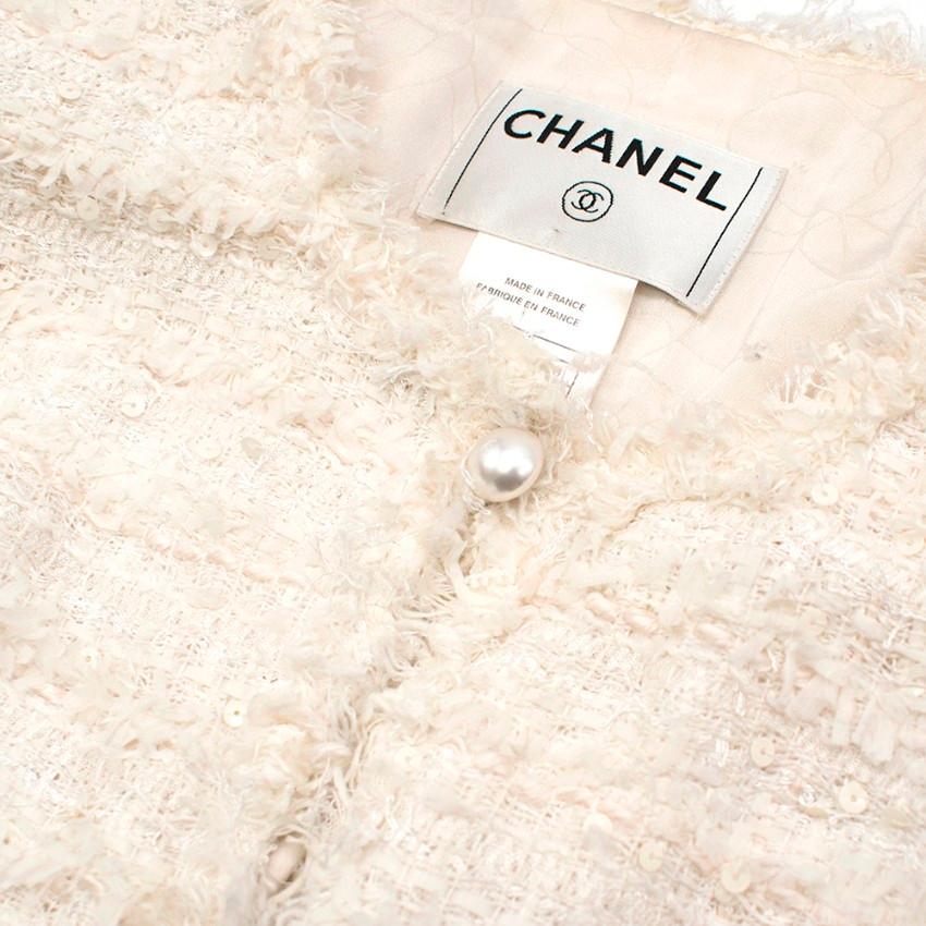 Chanel White Metallic Tweed Knit Jacket 38 S  3