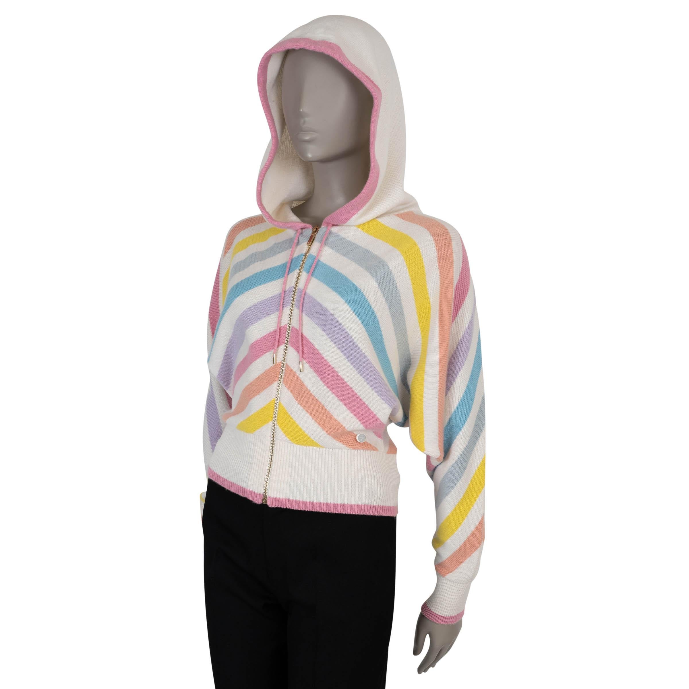 CHANEL blanco y multicachemira 19C LA PAUSA ZIP Cárdigan Jersey 34 XXS Marrón en venta