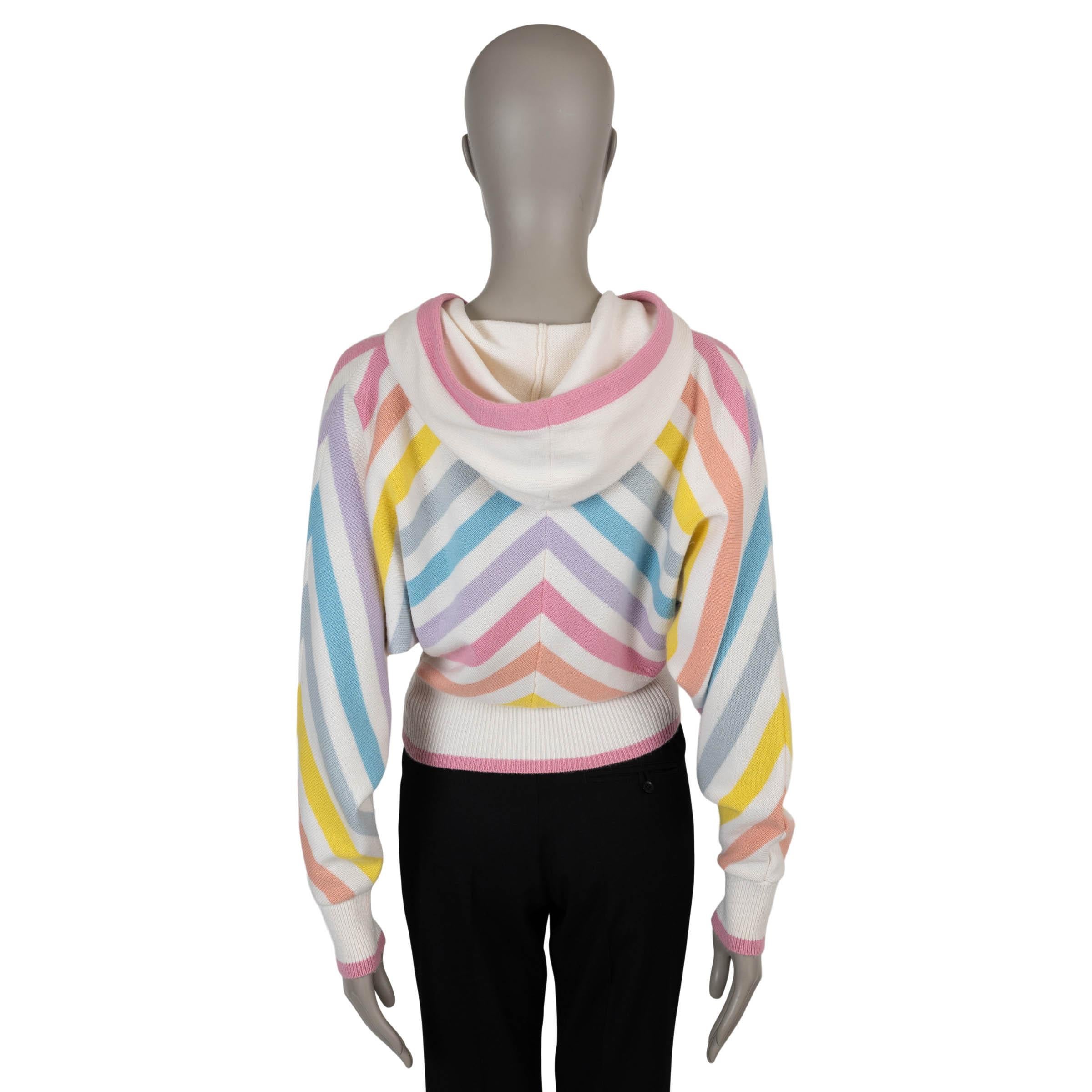 De las mujeres CHANEL blanco y multicachemira 19C LA PAUSA ZIP Cárdigan Jersey 34 XXS en venta