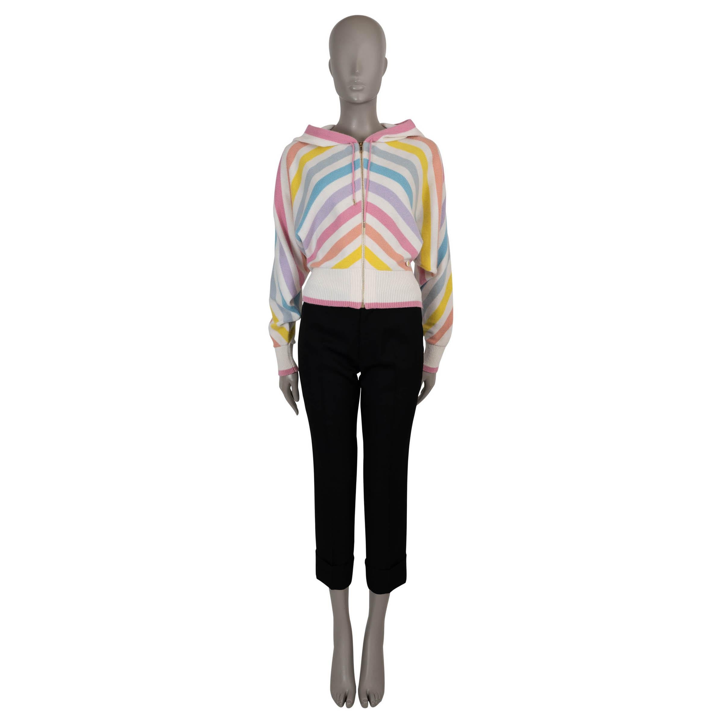 CHANEL blanco y multicachemira 19C LA PAUSA ZIP Cárdigan Jersey 34 XXS en venta 1