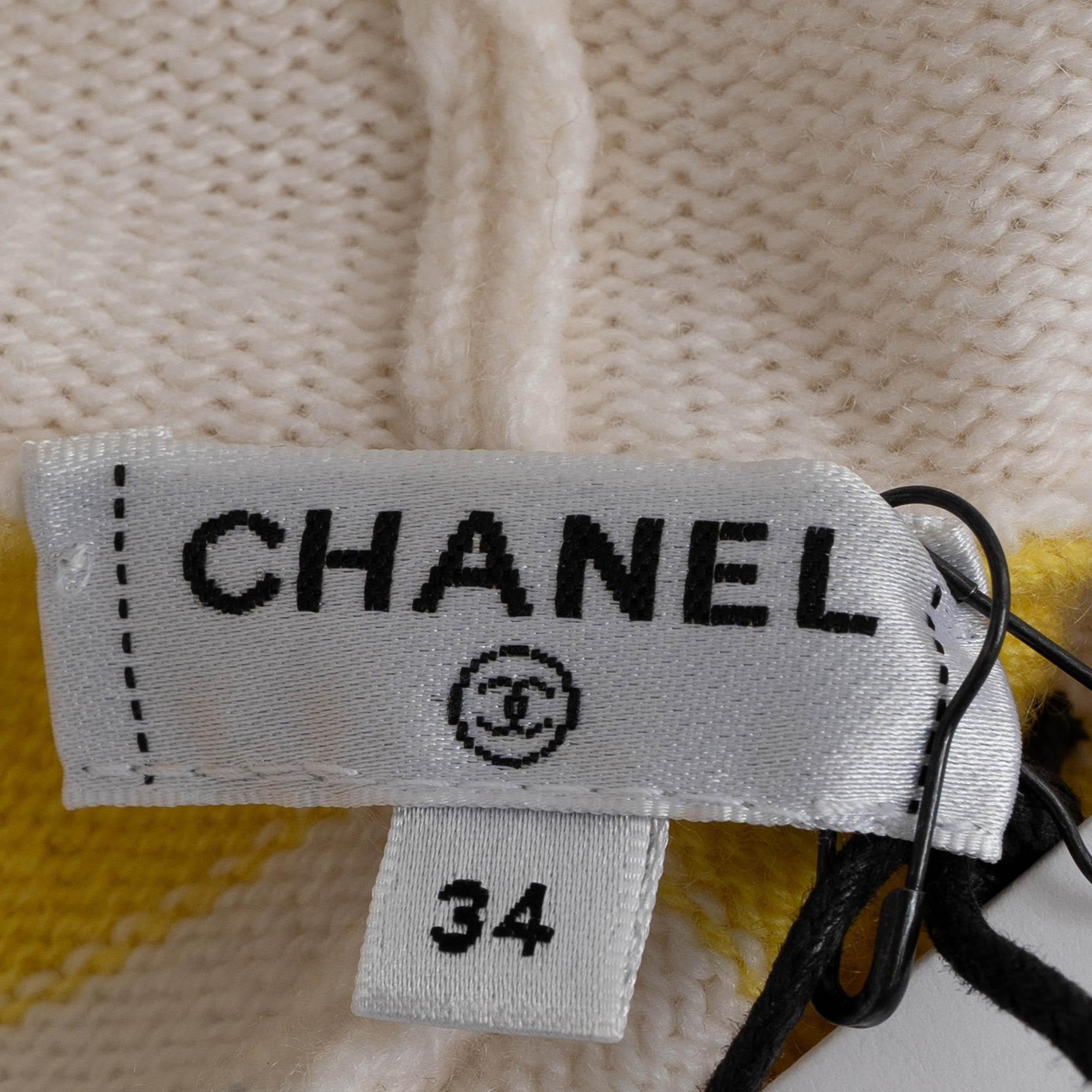 CHANEL blanco y multicachemira 19C LA PAUSA ZIP Cárdigan Jersey 34 XXS en venta 3
