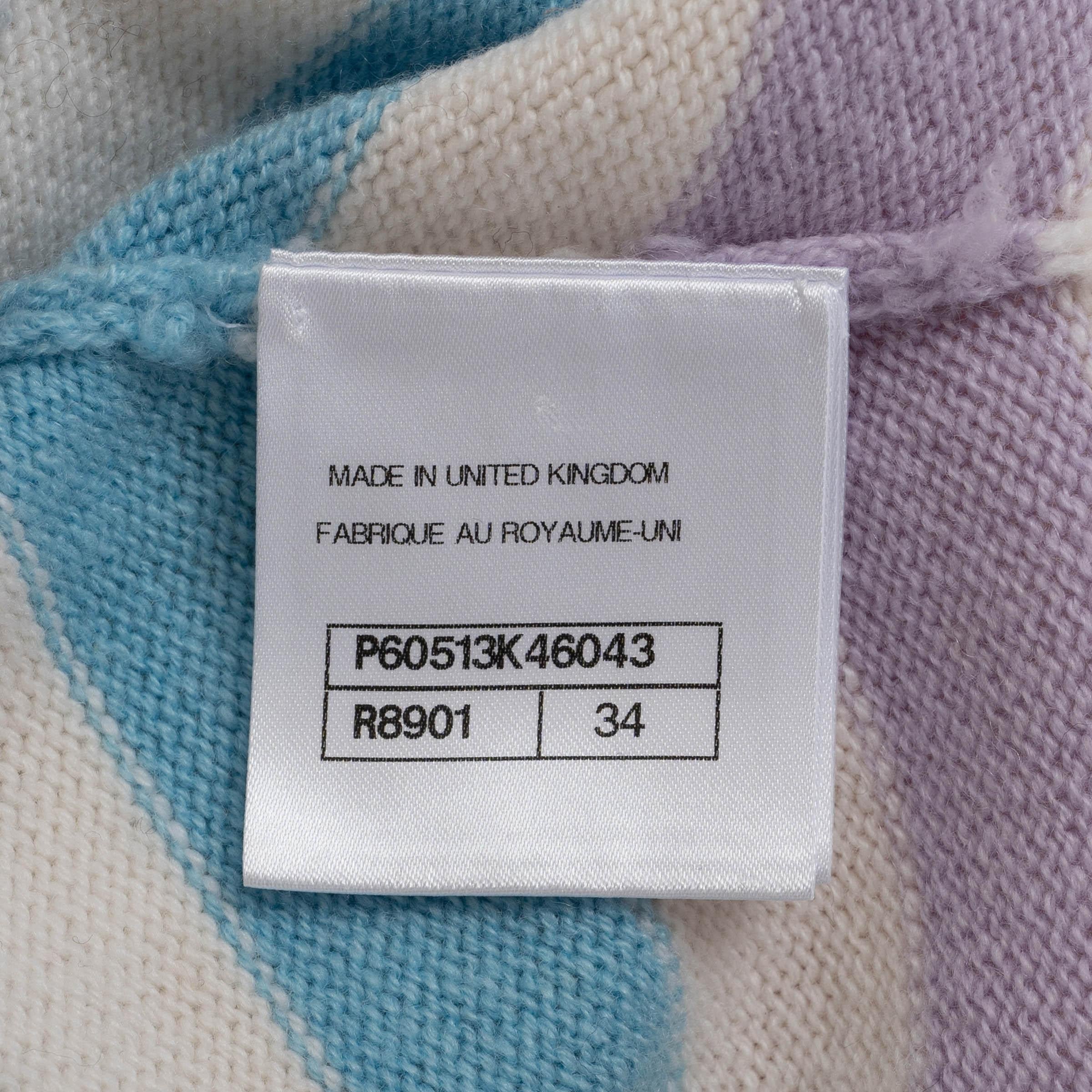CHANEL blanco y multicachemira 19C LA PAUSA ZIP Cárdigan Jersey 34 XXS en venta 4
