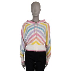 CHANEL blanco y multicachemira 19C LA PAUSA ZIP Cárdigan Jersey 34 XXS