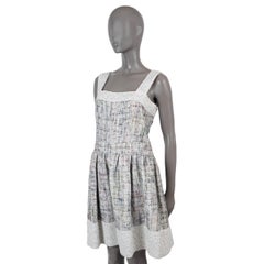 CHANEL white & multi cotton 2013 13S SLEEVELESS TWEED Dress 44 XL