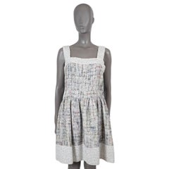 CHANEL white & multi cotton 2013 13S SLEEVELESS TWEED Dress 44 XL