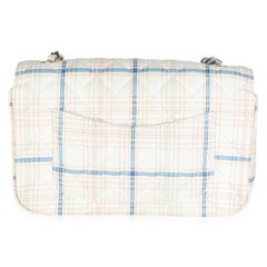 Chanel White Multicolor Kalbsleder Tweed Print Mini Rectangular Flap Bag