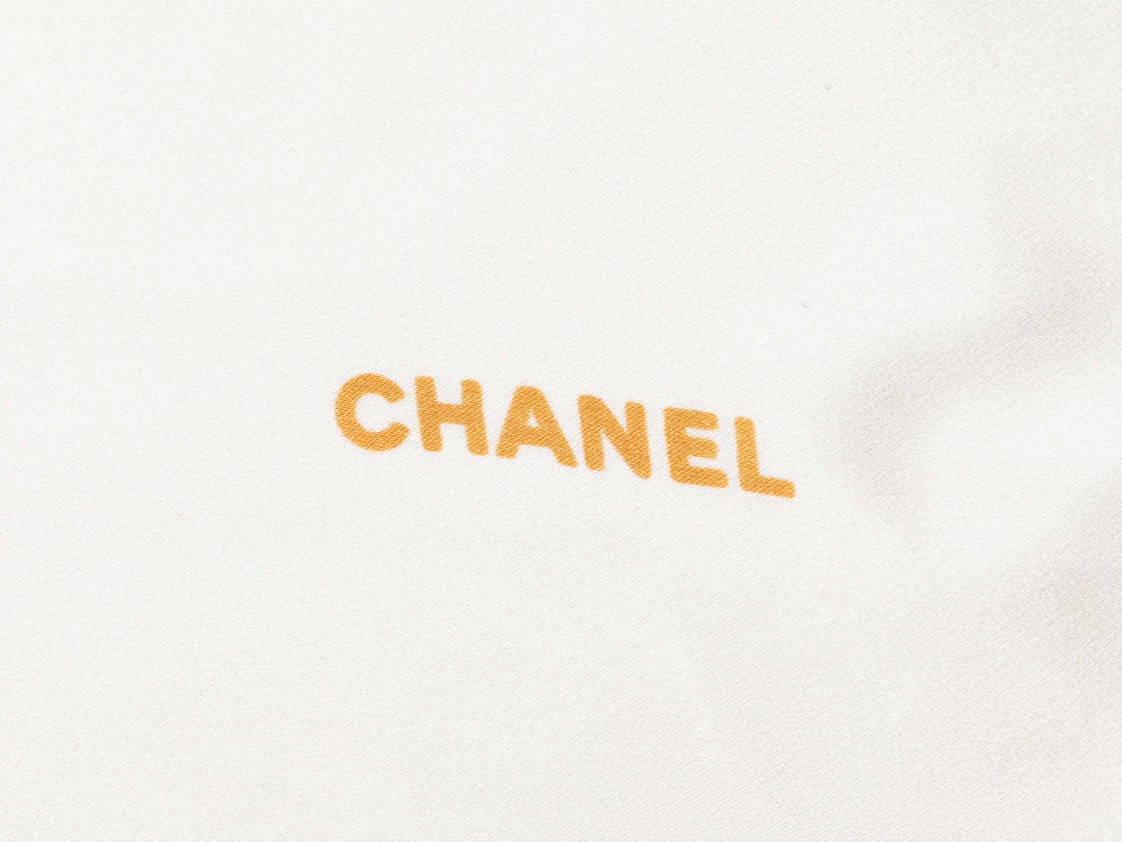 Chanel White & Multicolor CC Print Silk Scarf 1